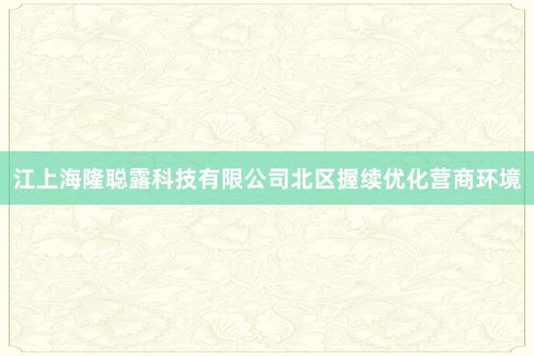 江上海隆聪露科技有限公司北区握续优化营商环境