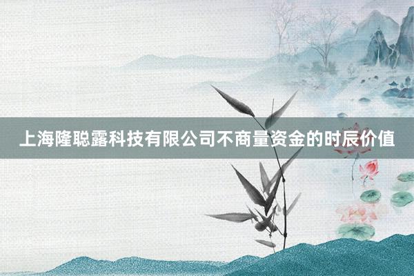 上海隆聪露科技有限公司不商量资金的时辰价值